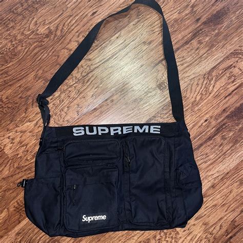 2008 supreme black messenger bag -gucci -gg|Supreme Supreme 2008 Cordura messenger bag .